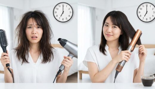 【時短対決】Dyson Airstrait vs 人気ヒートブラシ！朝の寝癖直しが早いのはどっち？