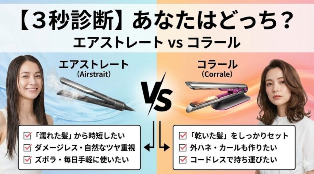 比較】エアストレート vs コラール｜クセ毛・時短重視ならどっち？両方