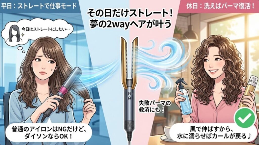 パーマ髪にDyson Airstraitは使える？「その日だけストレート」で2way