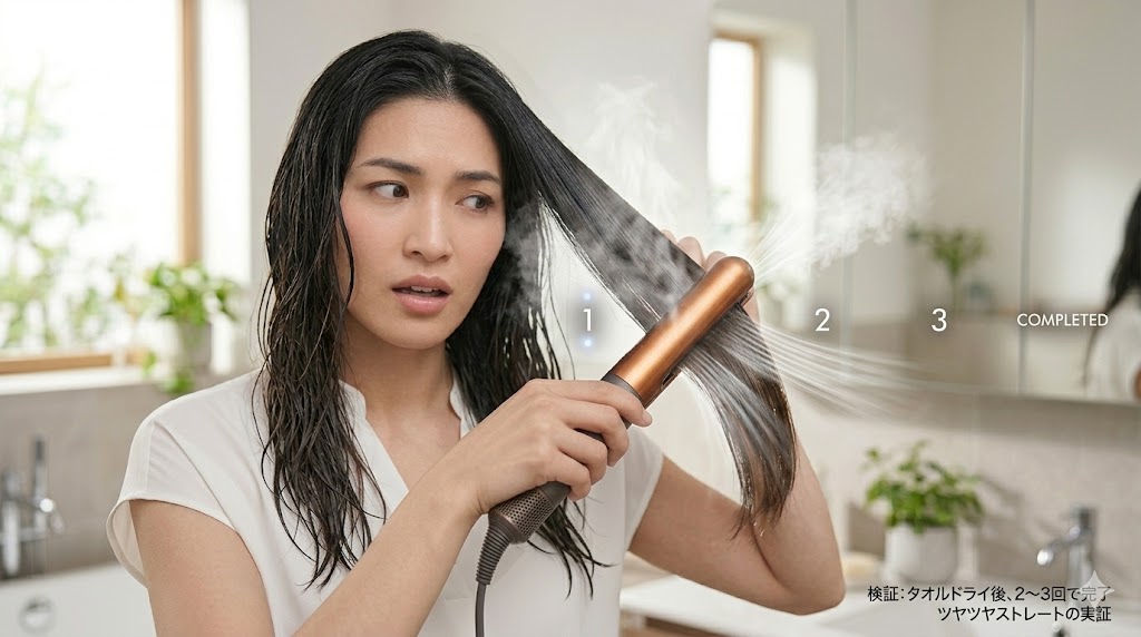 ダイソンエアストレートは「びしょ濡れの髪」から使える？水滴は落ちる
