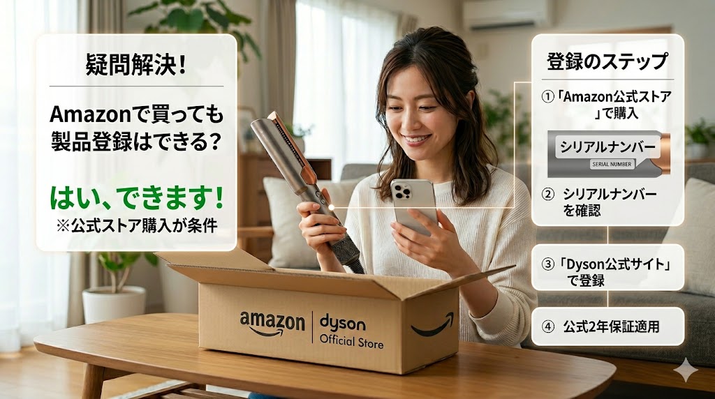 ダイソンエアストレートはAmazon購入でも製品登録できる！2年保証を